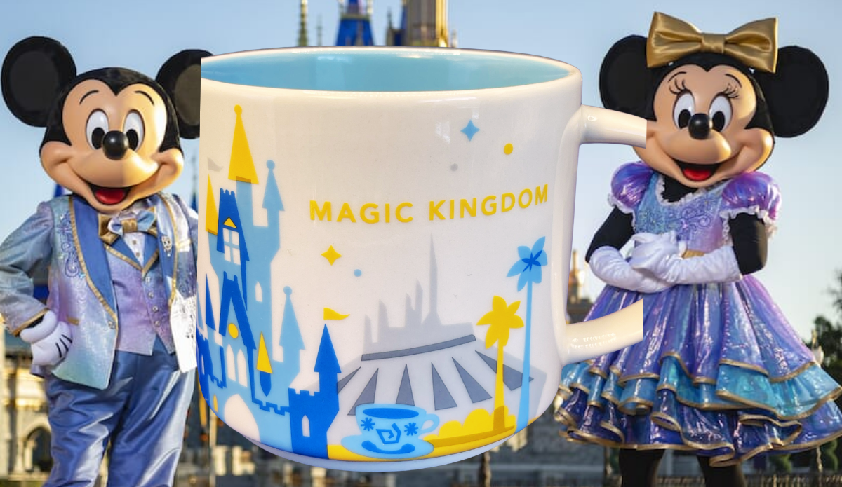 2015 Magic Kingdom You Are Here Mug displayed at Magic Kingdom with Mickey and Minnie