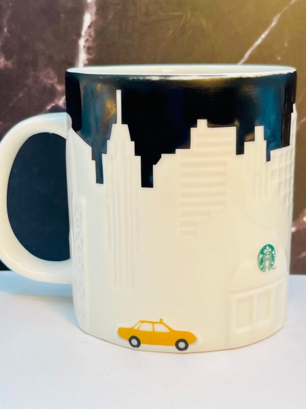 Yellow taxi cab on Starbucks New York mug