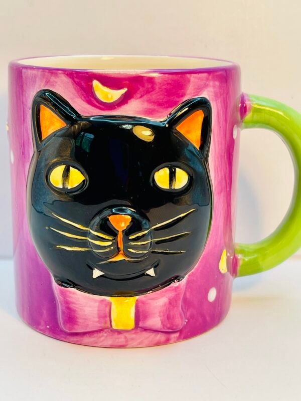 Halloween Black Cat Ceramic Mug purple