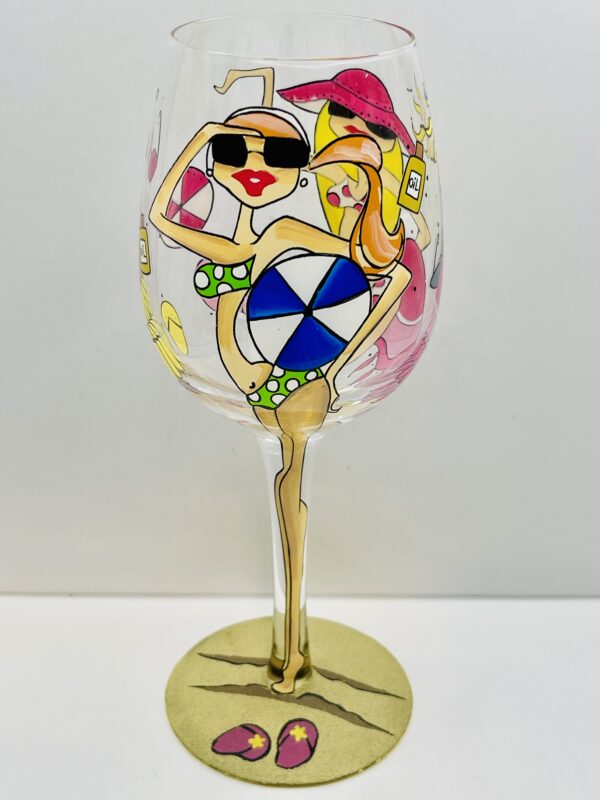 95° & Sunny Bottom’s Up Life’s A Beach stem wine glass