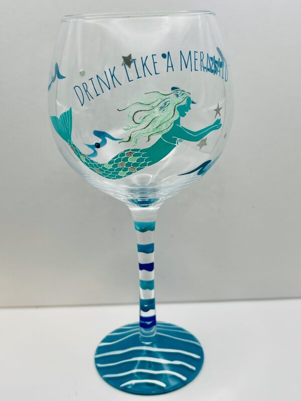 Drink Like A Mermaid Wine Glass hand-painted stemware