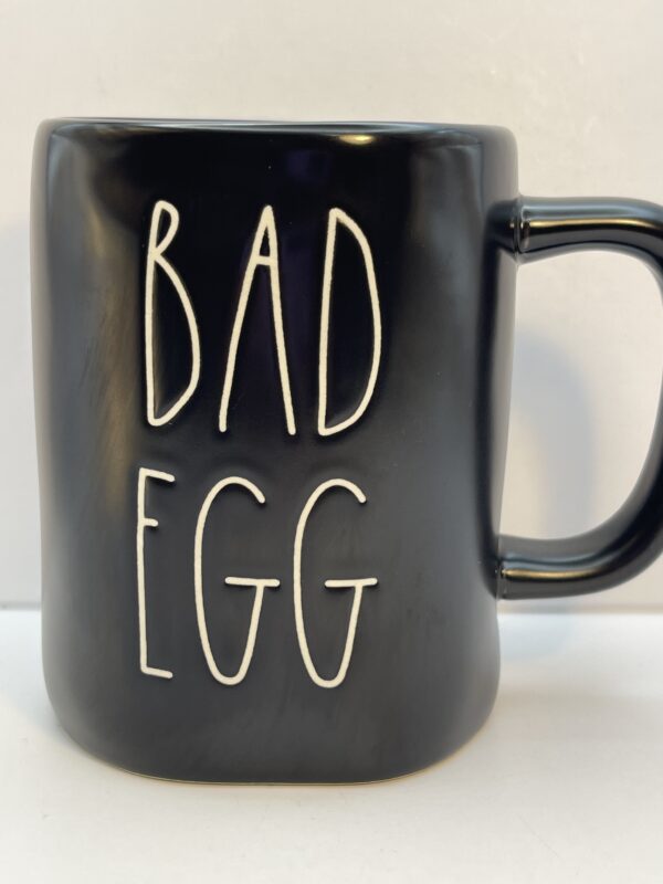 Rae Dunn Bad Egg Black Ceramic Mug front view