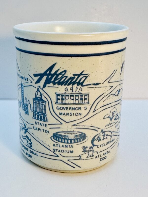 Atlanta Embossed Landmark Souvenir Coffee Mug blue on white