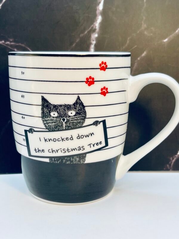 Christmas Tree Cat Mugshot Mug funny holiday cup