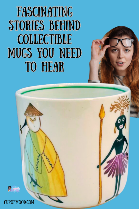 Woman looking at Parade People Mug by Anja Juurikkala with expressive face