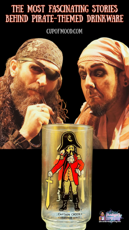 Pirate-themed drinkware glass featuring historic pirate illustration