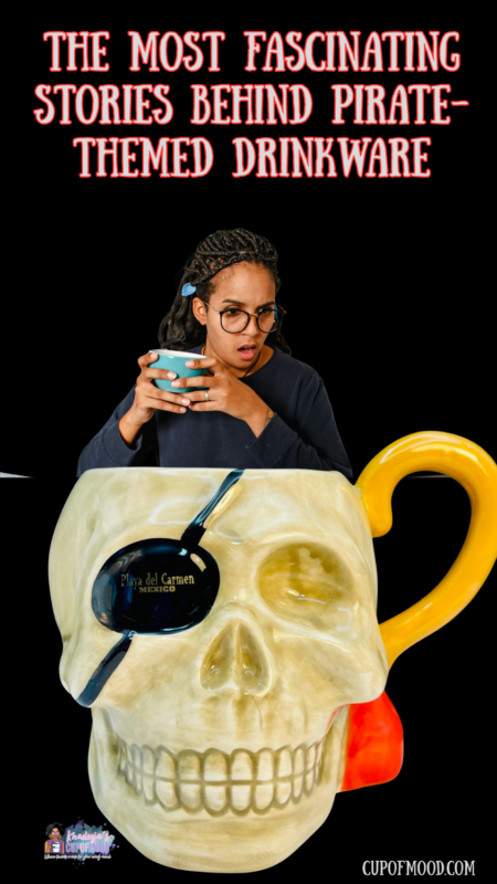 Pirate-themed drinkware skull mug featuring classic skull and crossbones pirate symbolism