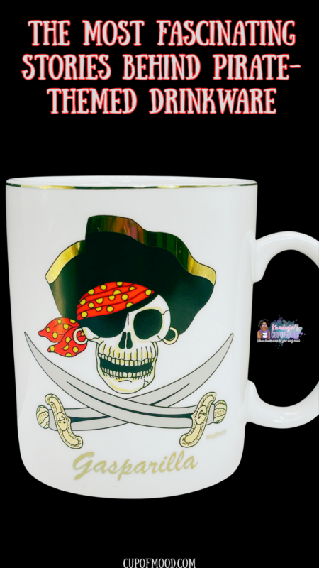 Pirate-themed drinkware glass featuring vintage pirate character artwork