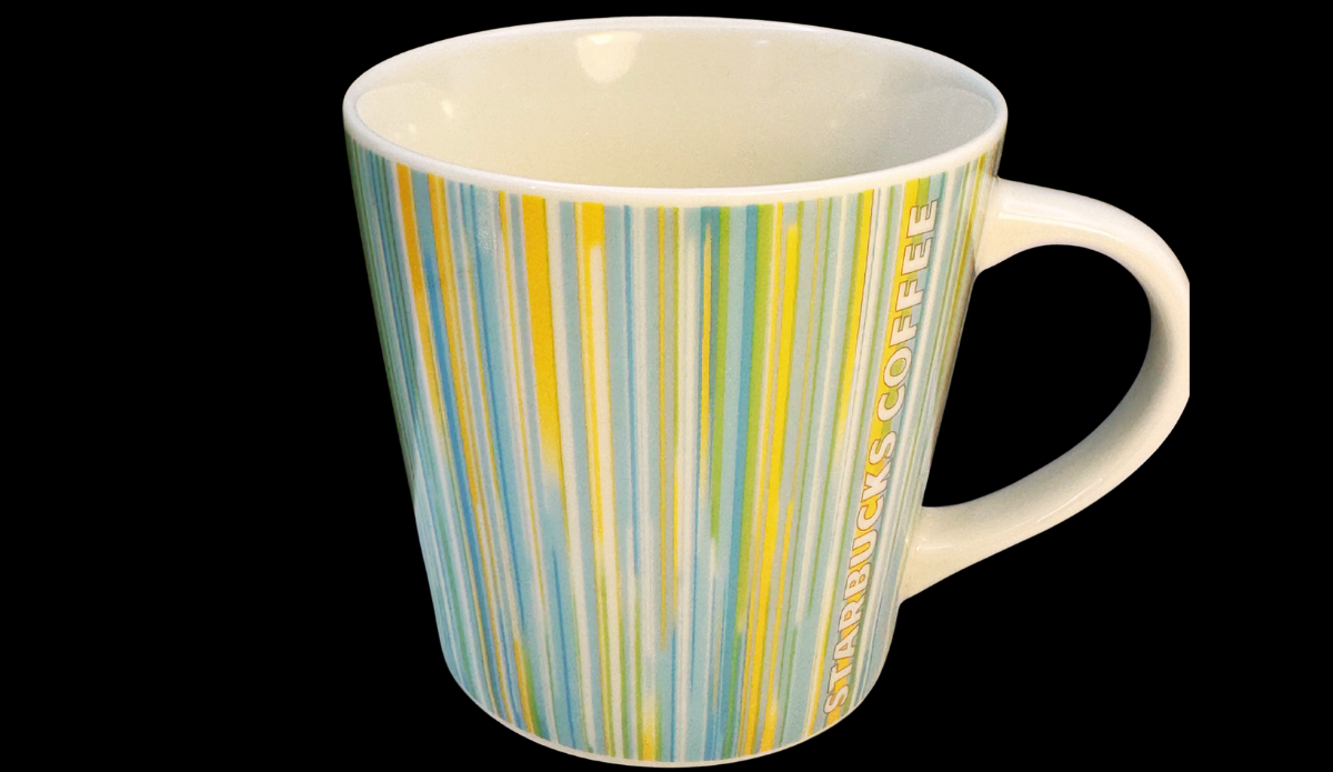 Starbucks 2005 Pastel Stripe Mug top view showing white interior