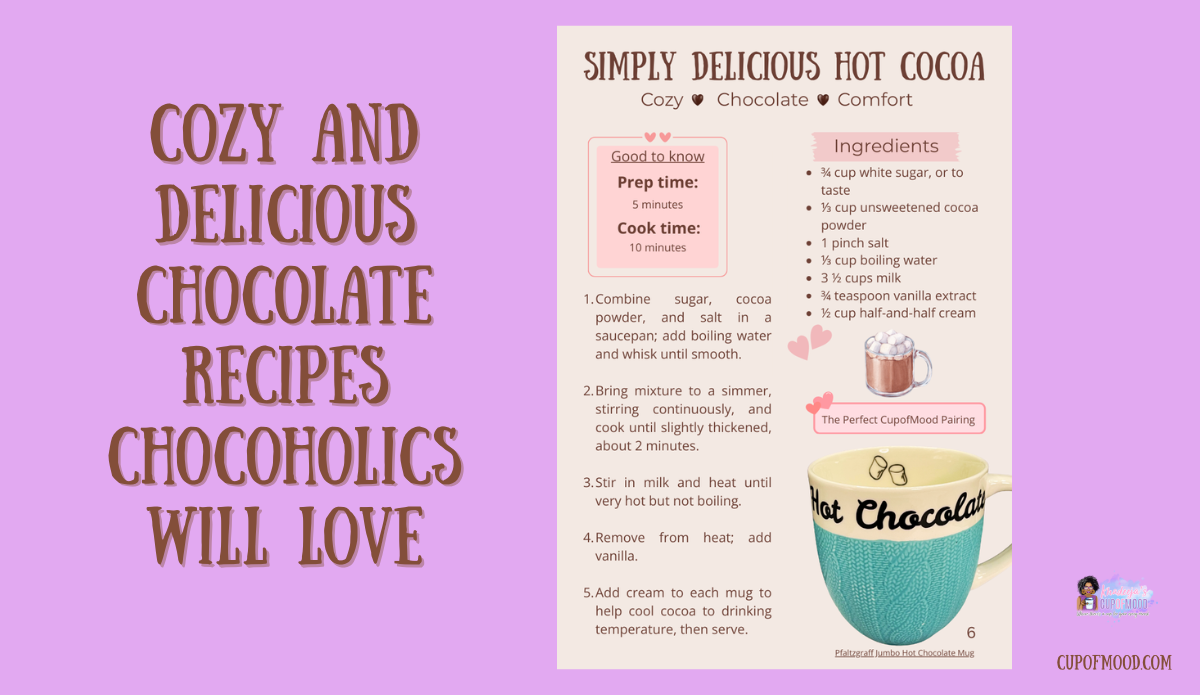 cozy and delicious chocolate recipes paired with CupofMood mugs