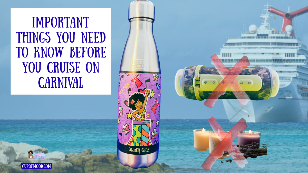 No bottled water allowed on Carnival cruise glass and plastic prohibited
