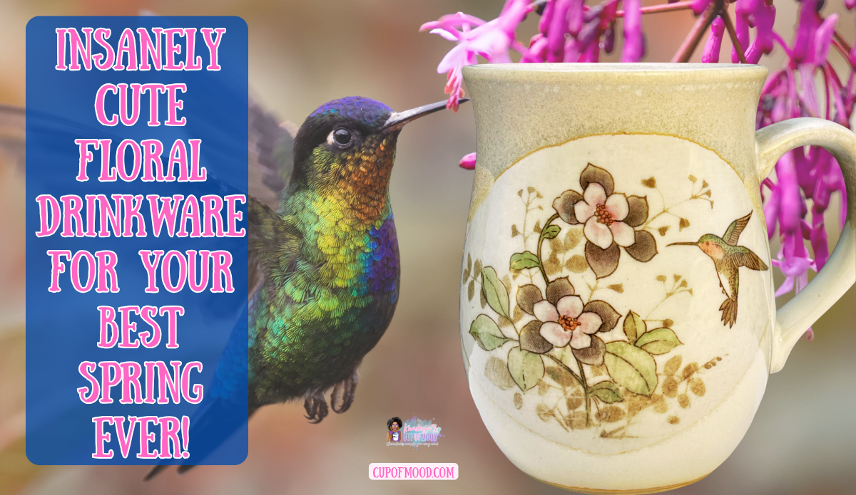 floral drinkware otagiri hummingbird mug with vintage bird and flower design