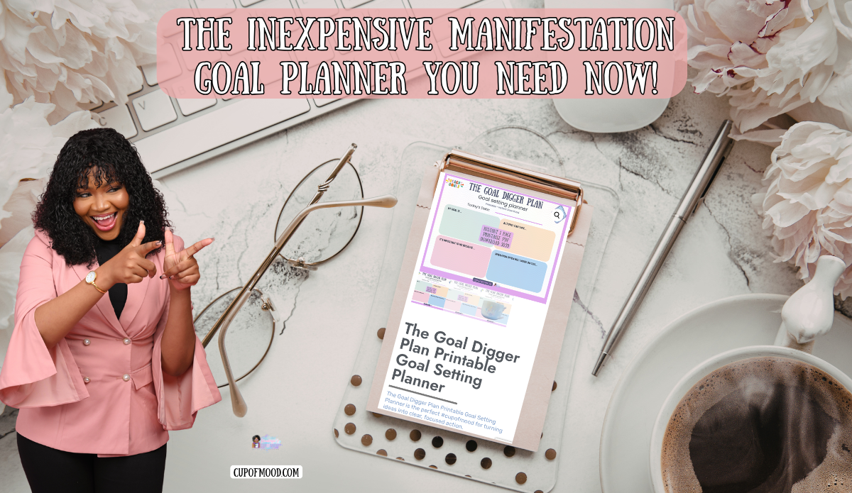 woman pointing at goal planner on tablet representing success and productivity