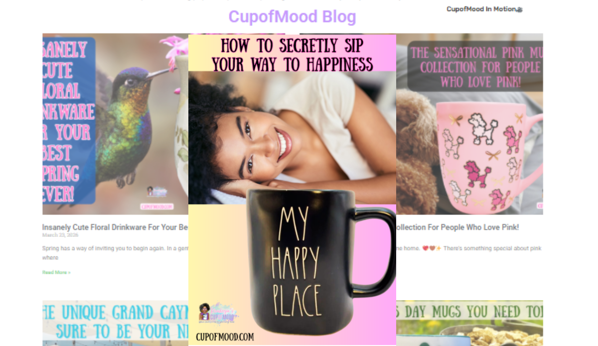inspirational mug blog post showing happiness and positive mindset through drinkware