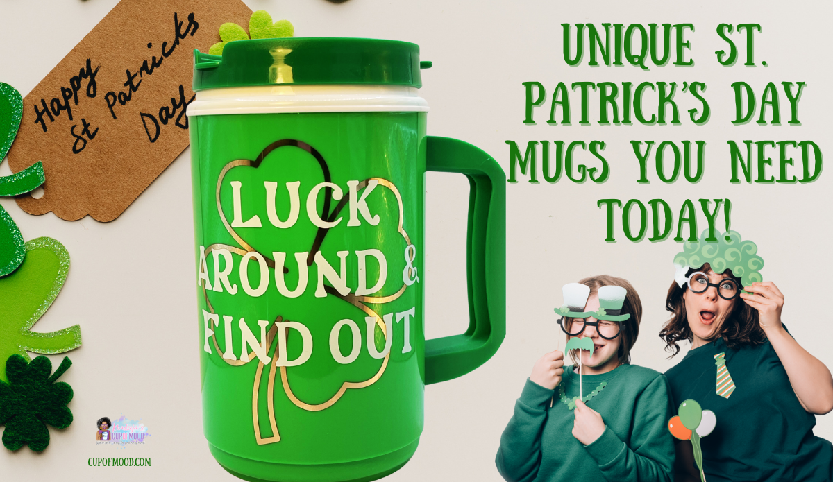 Luck Around Find Out travel mug featured in unique St. Patrick’s Day drinkware collection
