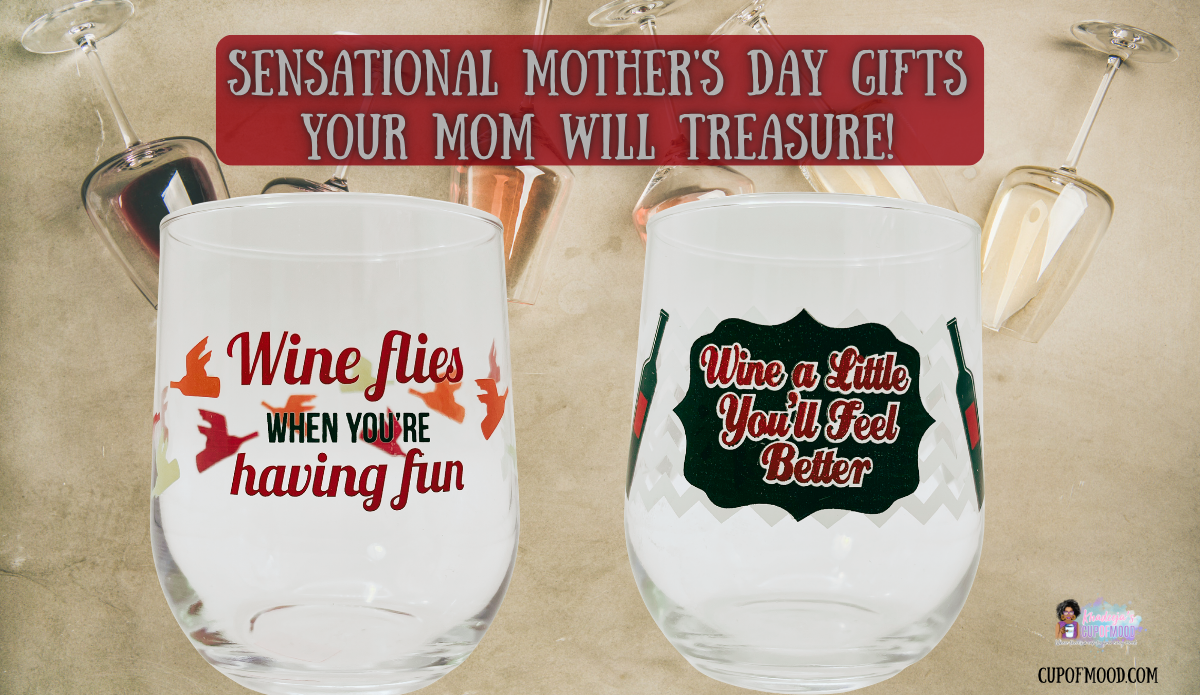 wine glasses with playful sayings for mom wine lovers Mother’s Day gifts