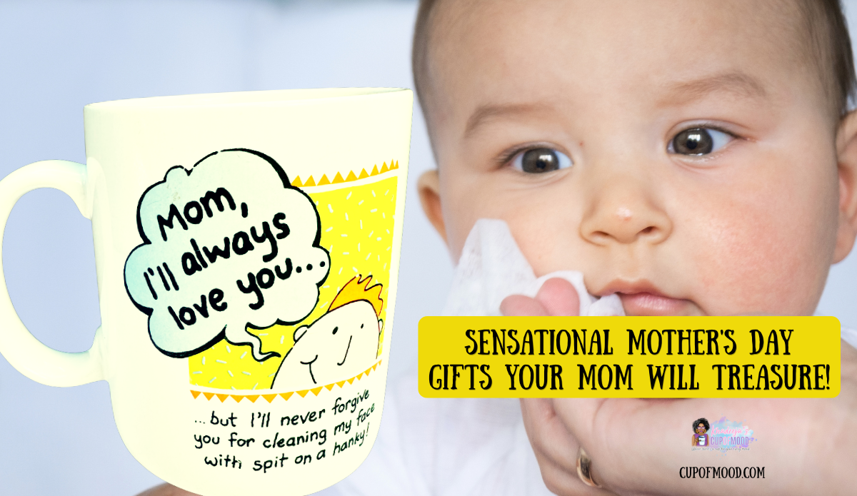 baby with spit on a hanky mom mug funny nostalgic Mother’s Day gifts