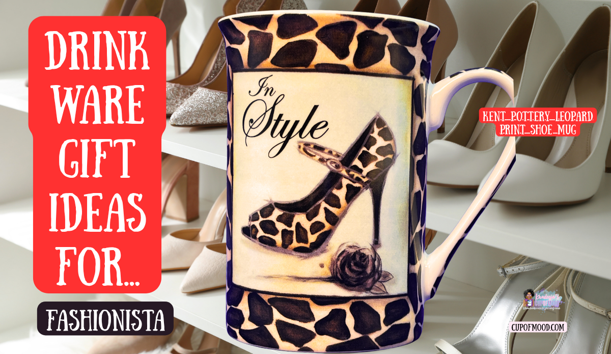 leopard print shoe mug kent pottery fashion coffee cup gift idea