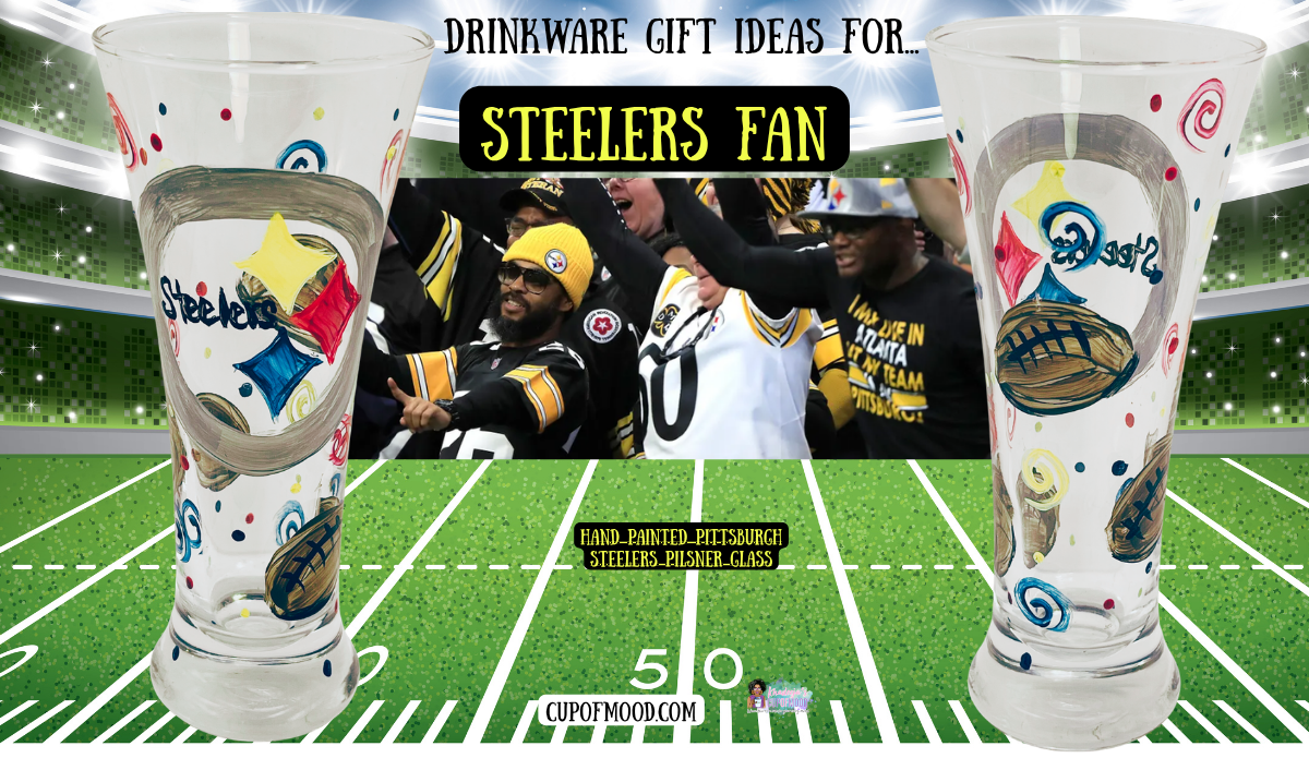 pittsburgh steelers hand painted pilsner glass sports fan drinkware gift