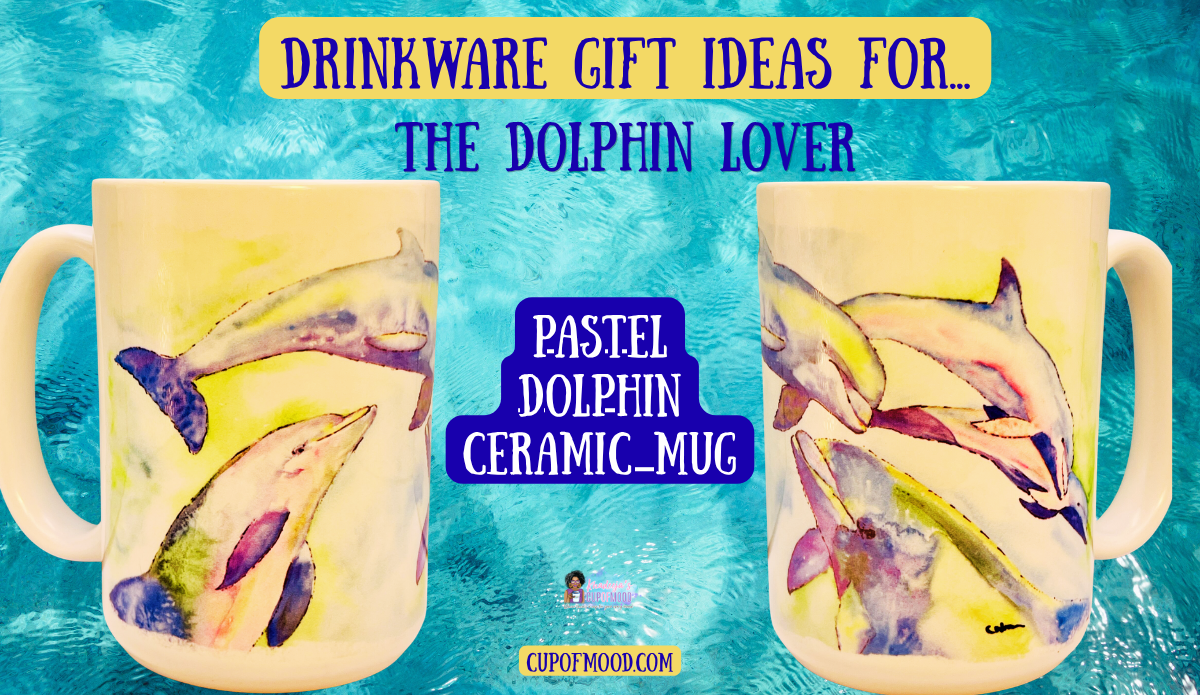 pastel dolphin ceramic mug gift idea for dolphin lovers ocean themed drinkware