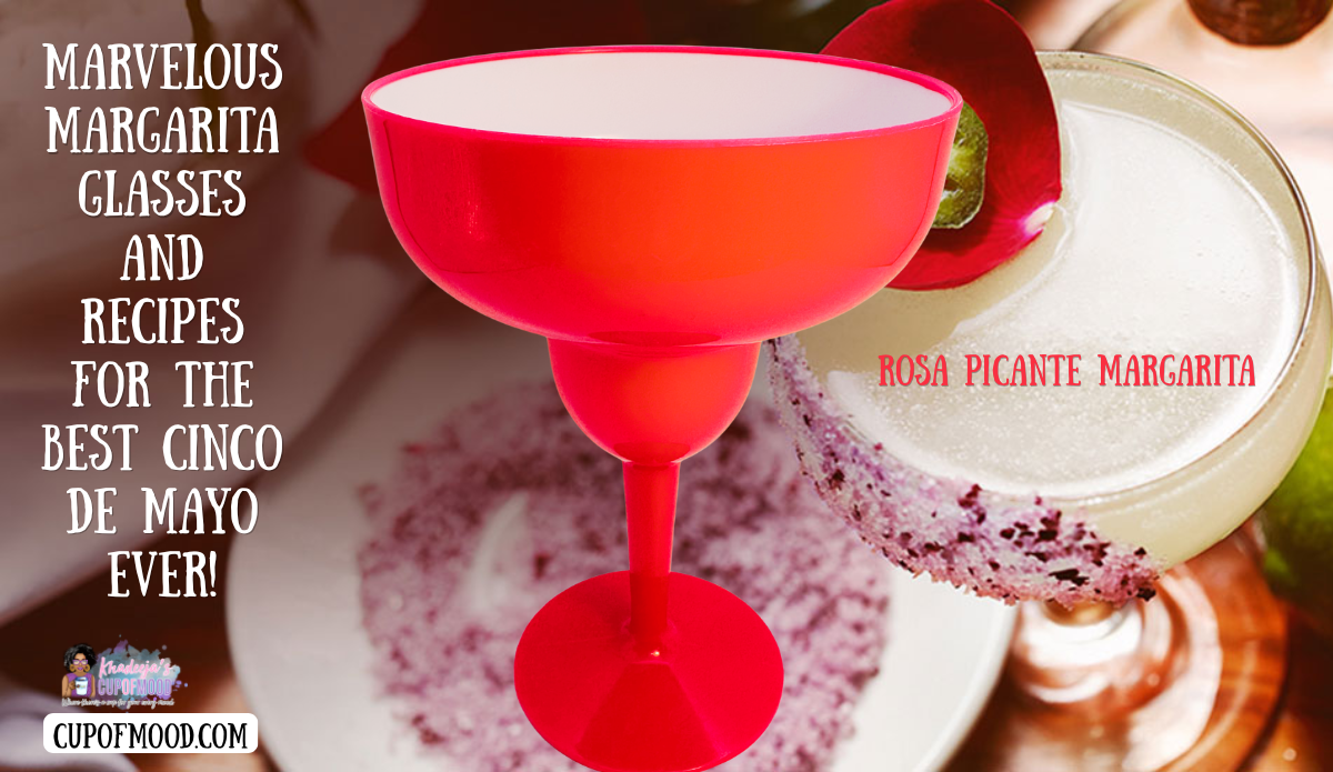 rosa picante margarita paired with hot pink acrylic margarita glass for bold Cinco De Mayo drinks