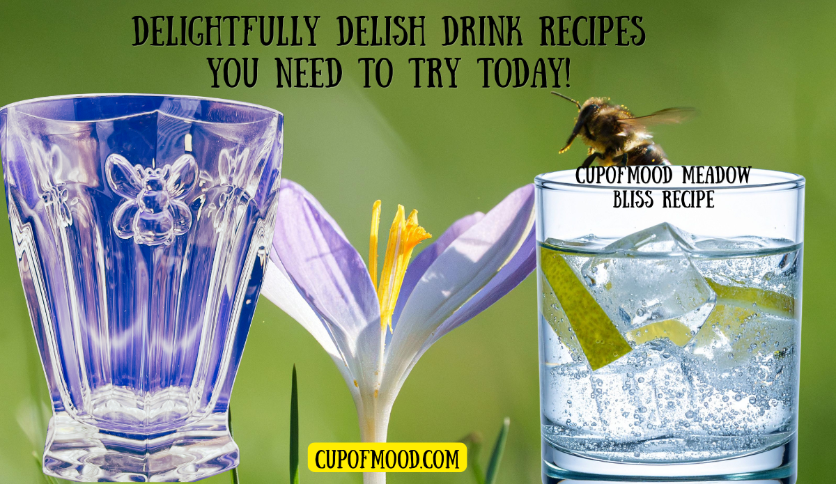 CupofMood Meadow Bliss drink recipe with Lenox butterfly meadow glass and botanical cocktail