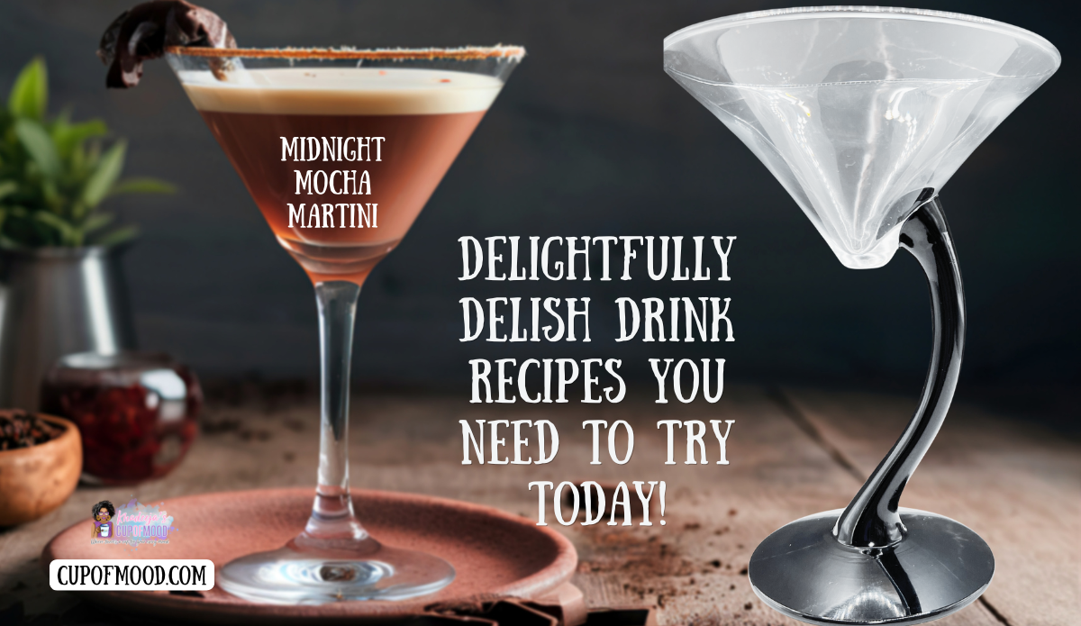 CupofMood Midnight Mocha martini recipe with black offset stem martini glass