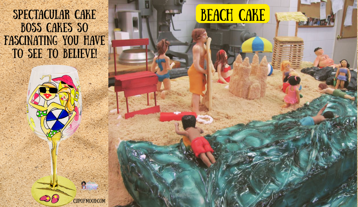 Cake Boss beach cake paired with Life's A Beach Wine Glass