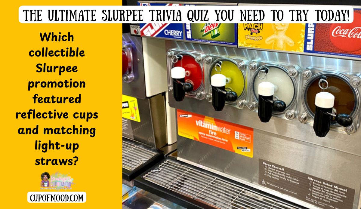 Which collectible Slurpee promotion featured reflective cups and matching light up straws trivia question