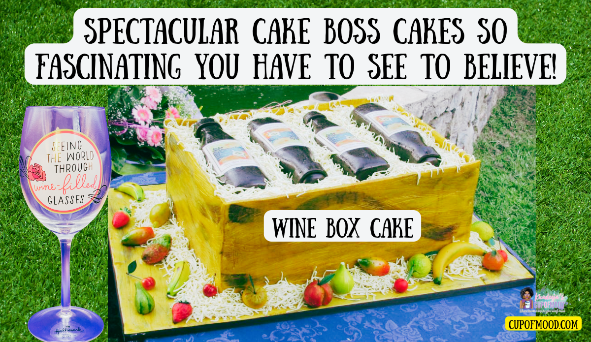 Cake Boss wine crate cake with Seeing The World wine glass