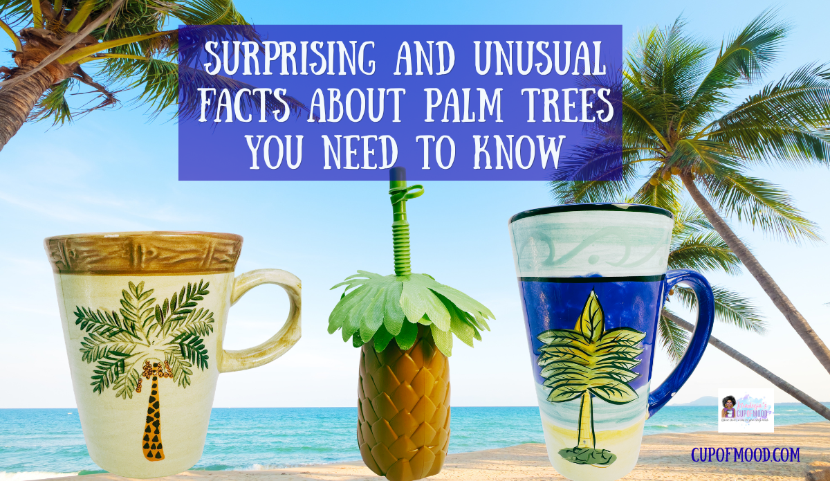 Surprising and unusual facts about palm trees featuring tropical palm tree drinkware from CupofMood