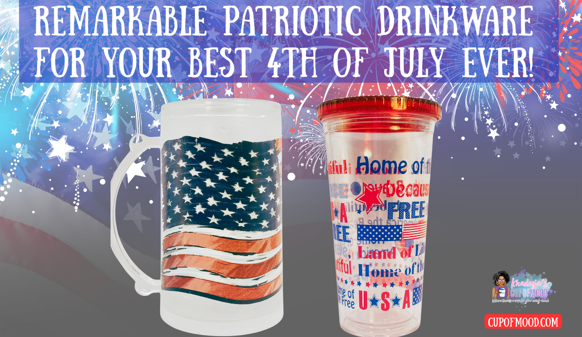 Patriotic freezer mug and America Home Free tumbler for summer poolside drinks