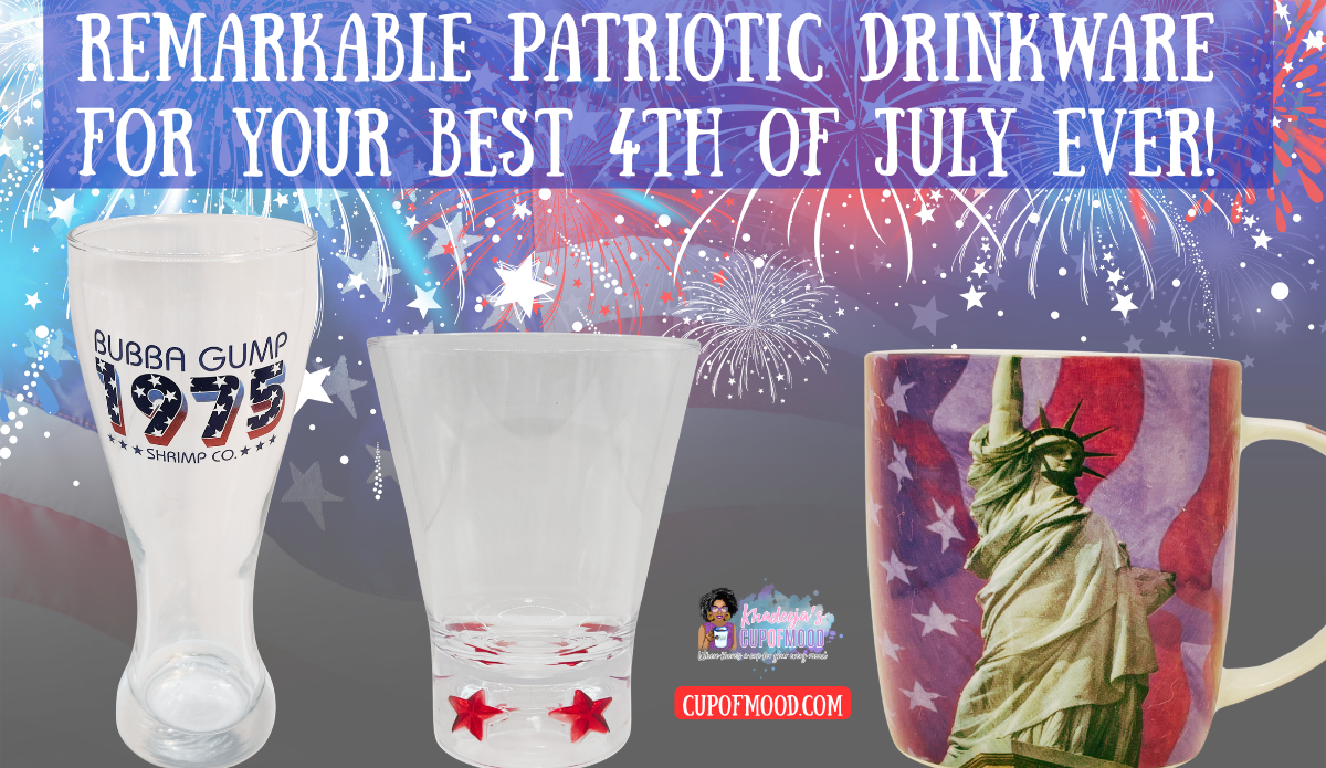 Fourth of July drinkware collection featuring patriotic glasses mugs and tumbler
