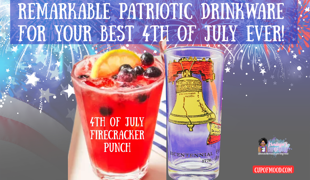 Bicentennial celebration drinking glass with Fourth of July Firecracker Punch