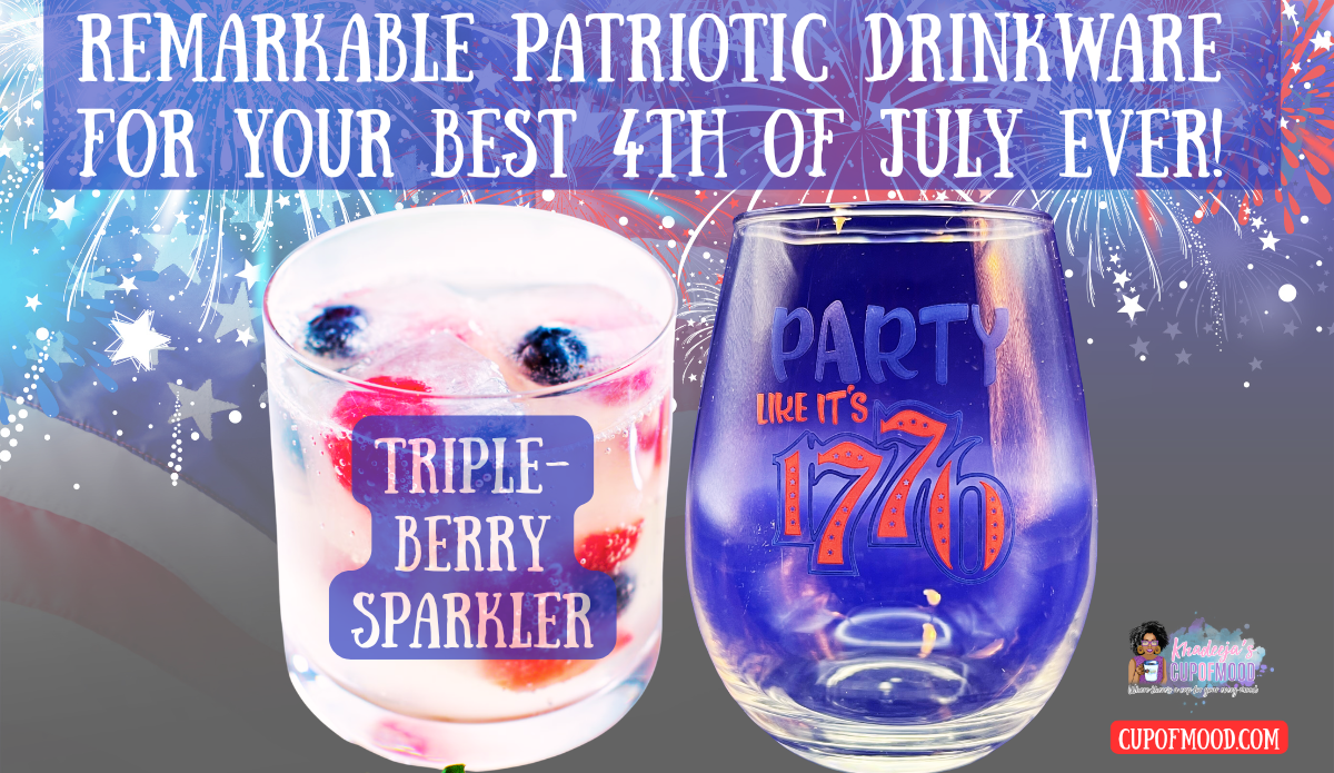 Party 1776 wine glass paired with triple berry sparkler