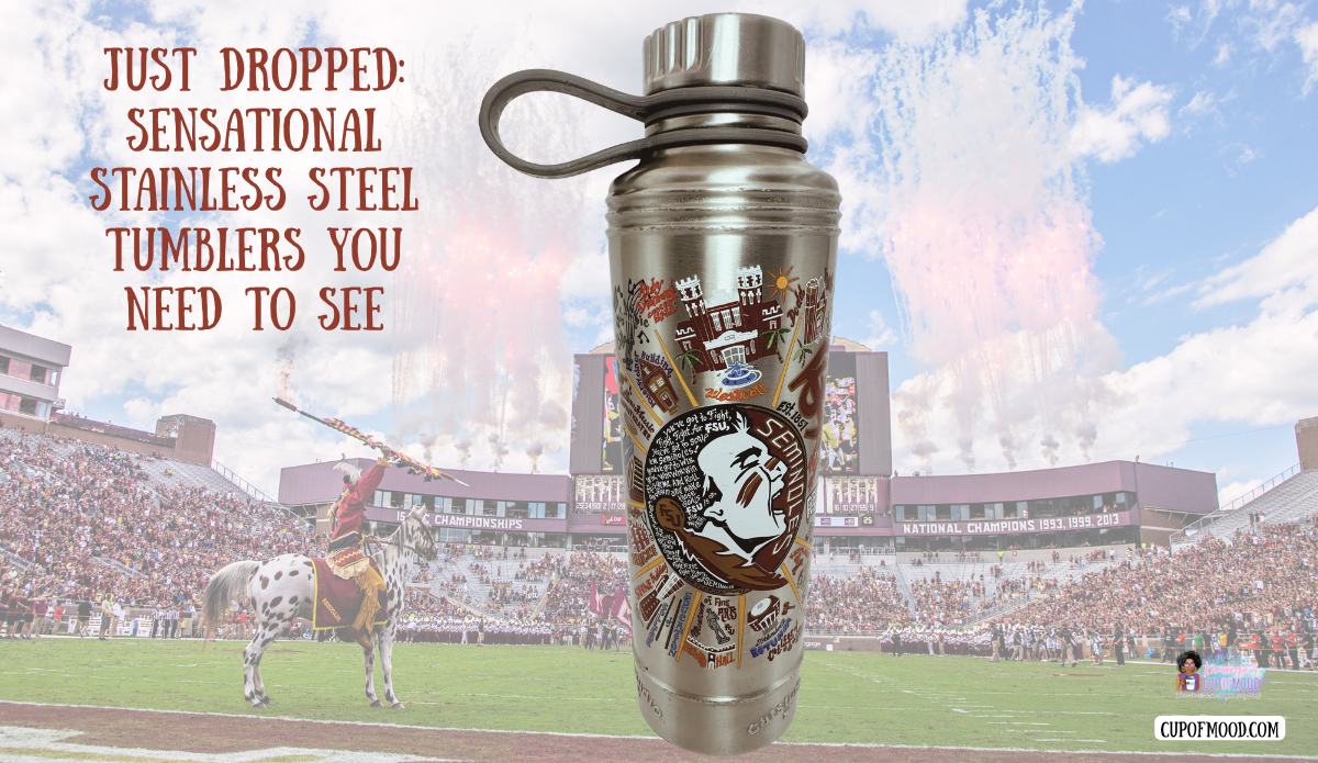 Florida State Seminoles Catstudio Water Bottle displayed in a college football stadium