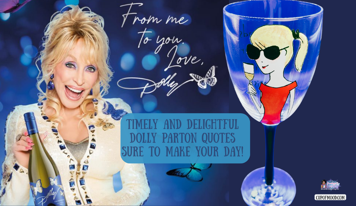 Dolly Parton quotes Final Sip image with blue illustrated wine glass, butterfly accents, and From me to you Love Dolly message