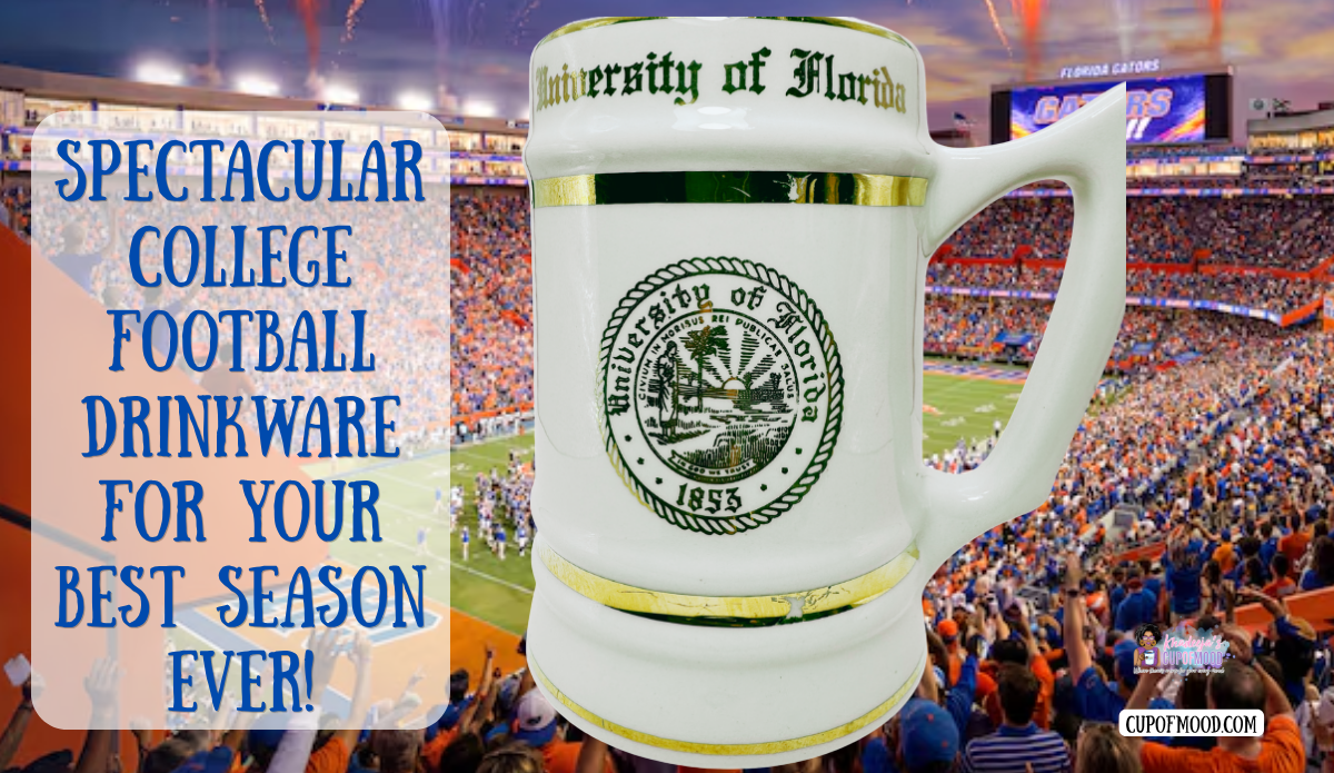 University of Florida Seal Beer Stein with 1853 university seal displayed in a Florida Gators football stadium.