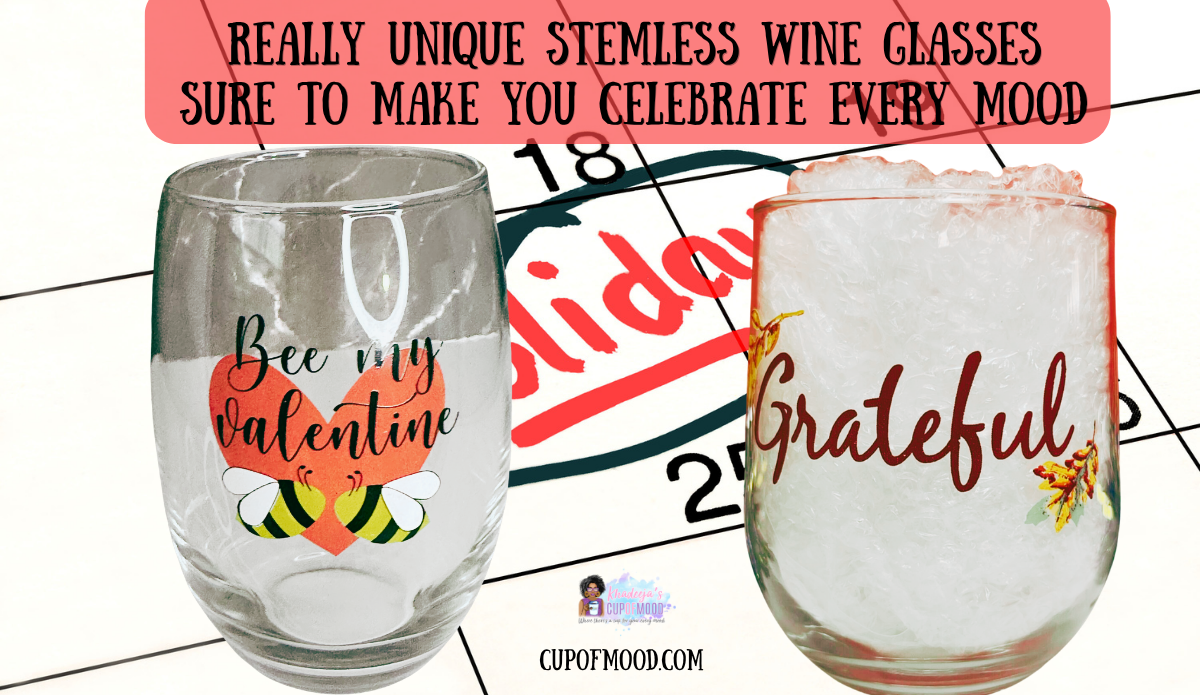 Bee My Valentine And Grateful Stemless Wine Glasses