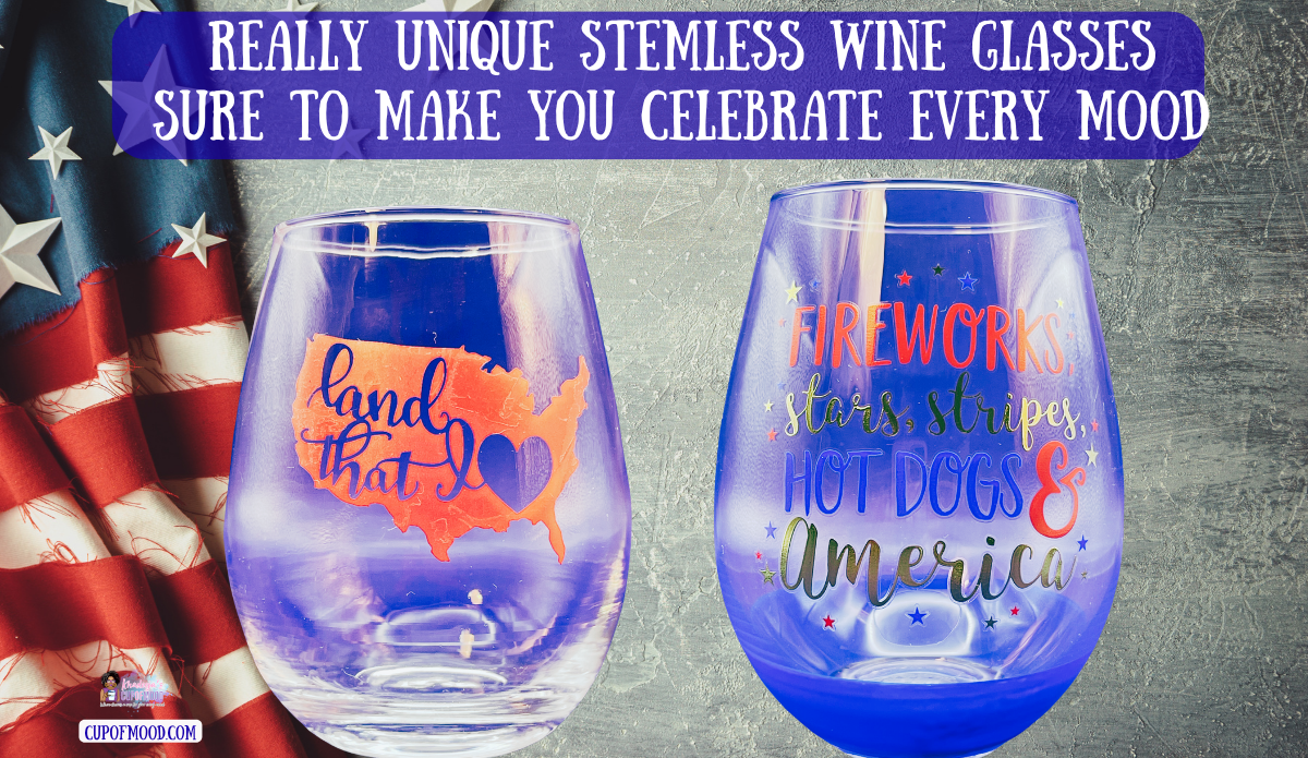 Land I Love And Fireworks America Stemless Wine Glasses