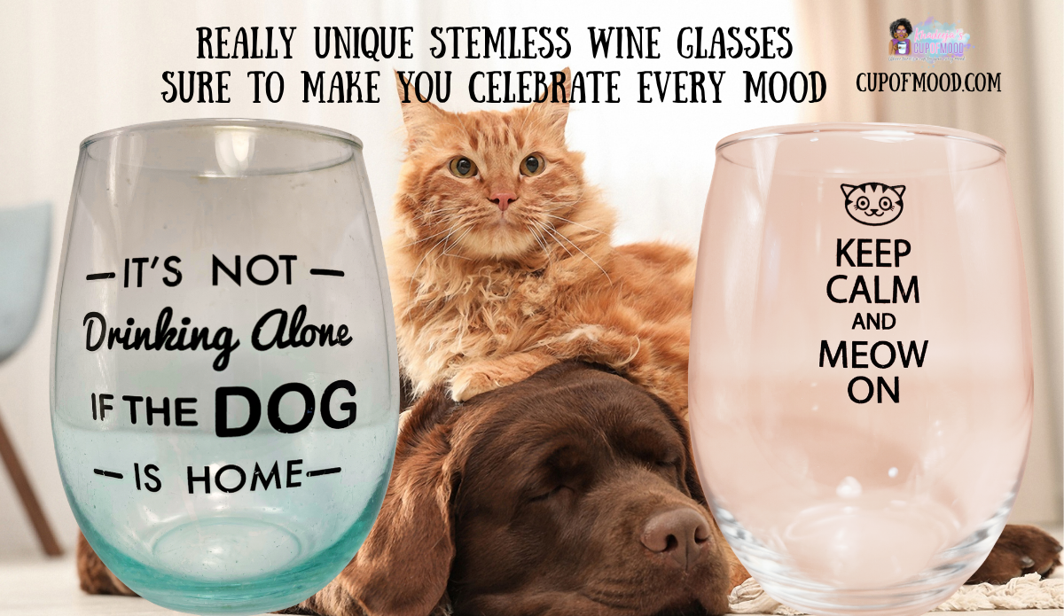 Dog And Cat Lover Stemless Wine Glasses