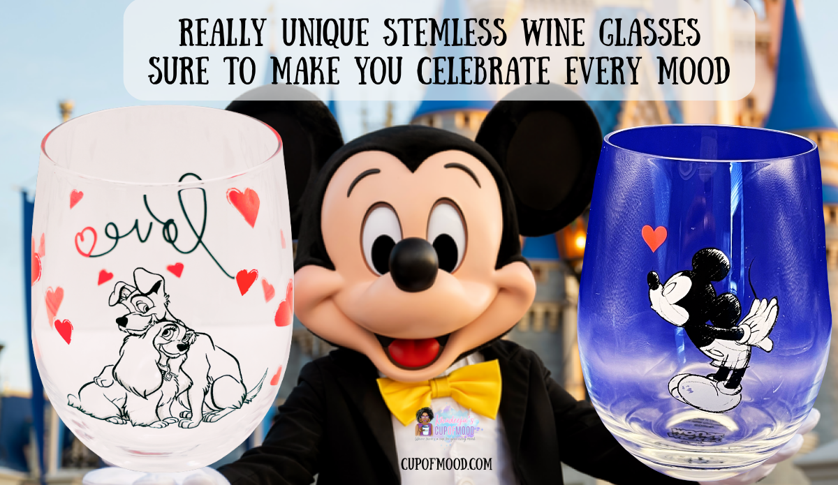 Lady And The Tramp And Mickey Stemless Wine Glasses