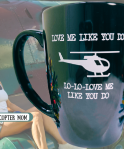 helicopter mom mug lifestyle scene mom with helicopter background gift idea
