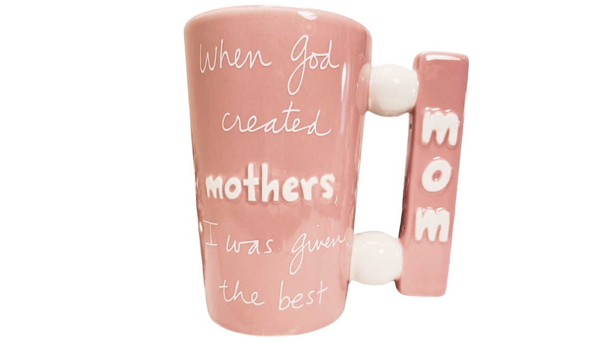 hen god created mothers marquee mug sandra magsamen pink ceramic front view