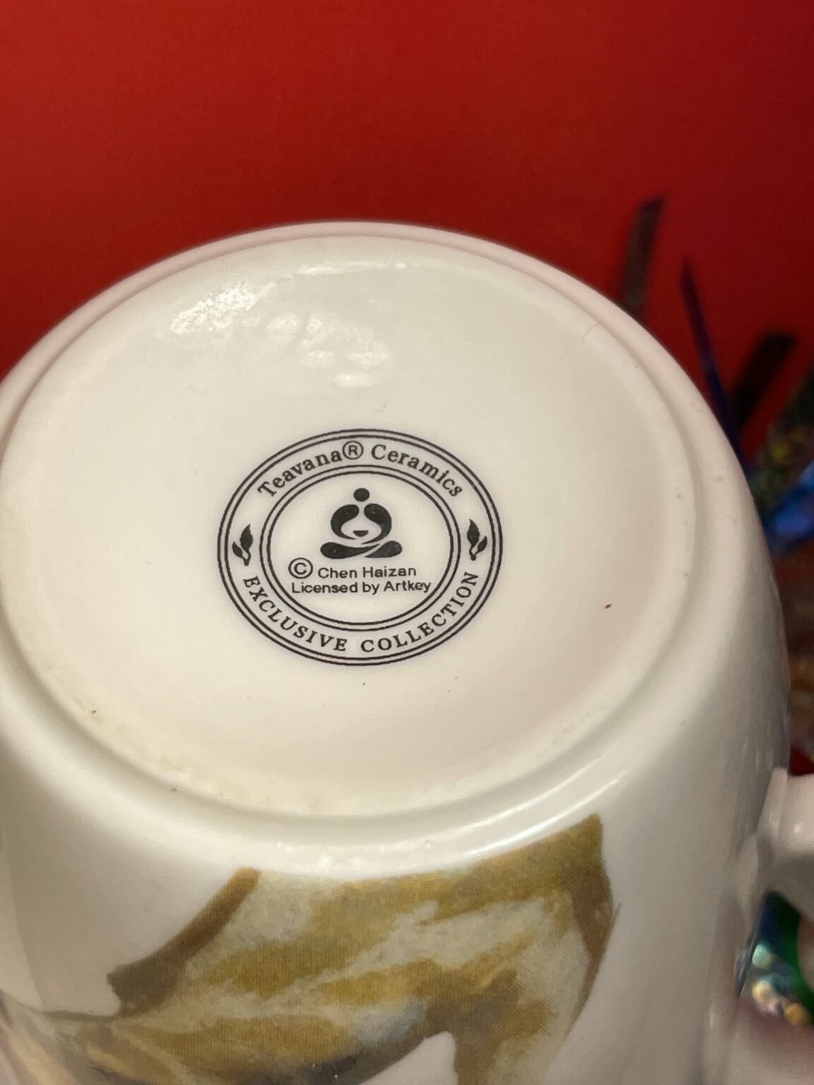 Teavana Ceramics Asian Birds Loose Leaf Tea Cup Infuser Chen Haizan