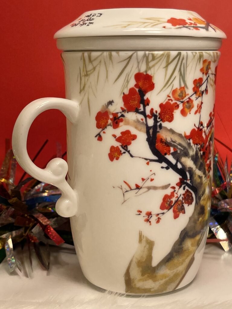 Teavana Ceramics Asian Birds Loose Leaf Tea Cup Infuser Chen Haizan