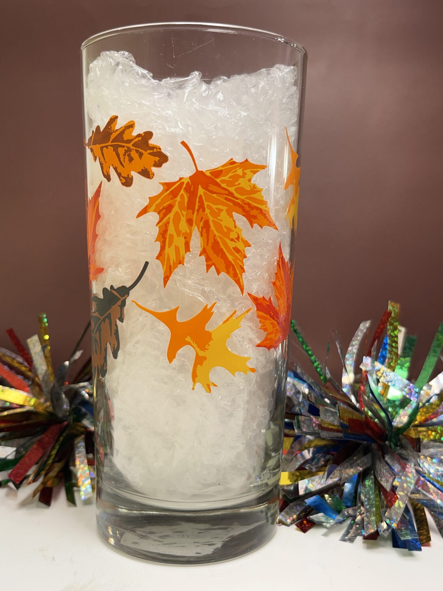 Vibrant Fall Leaves Drinking Glass with Vibrant Autumn Color Leaves ...