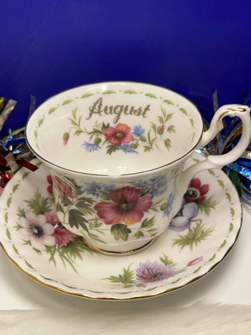 Royal Albert Fine Bone China August Tea Cup Set Flower Of The Month August Tea Cup with Saucer Set