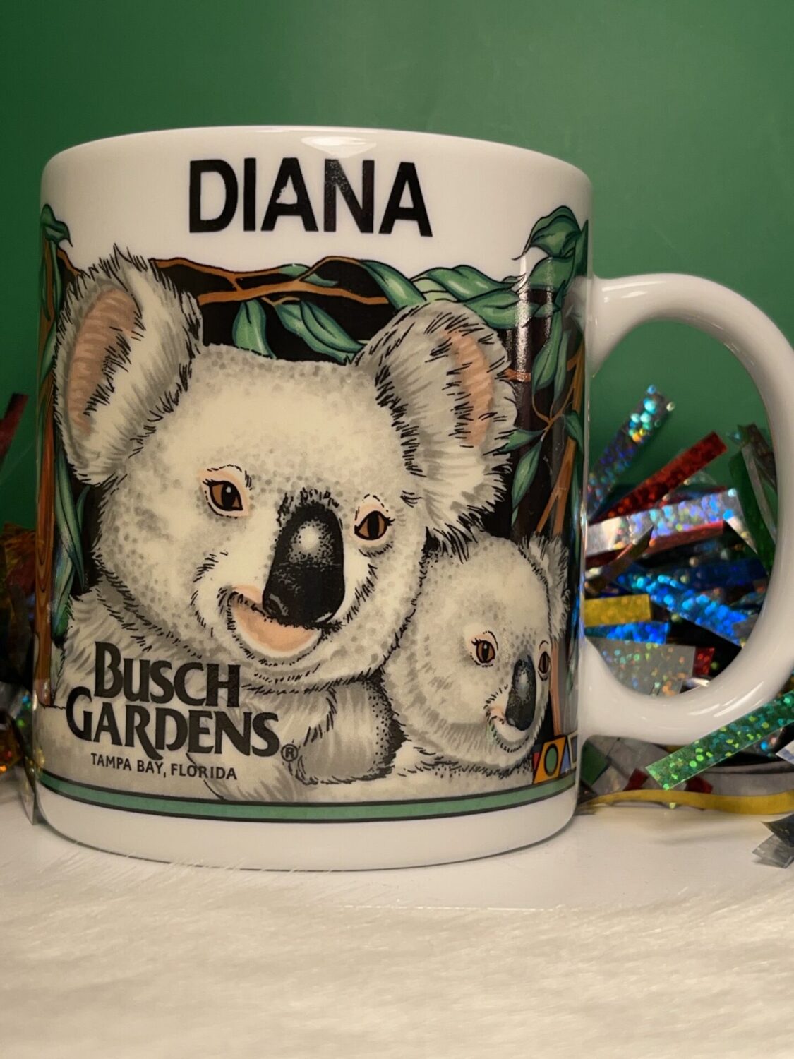 Vintage Busch Gardens Koala Bear Souvenir Coffee Cup with name