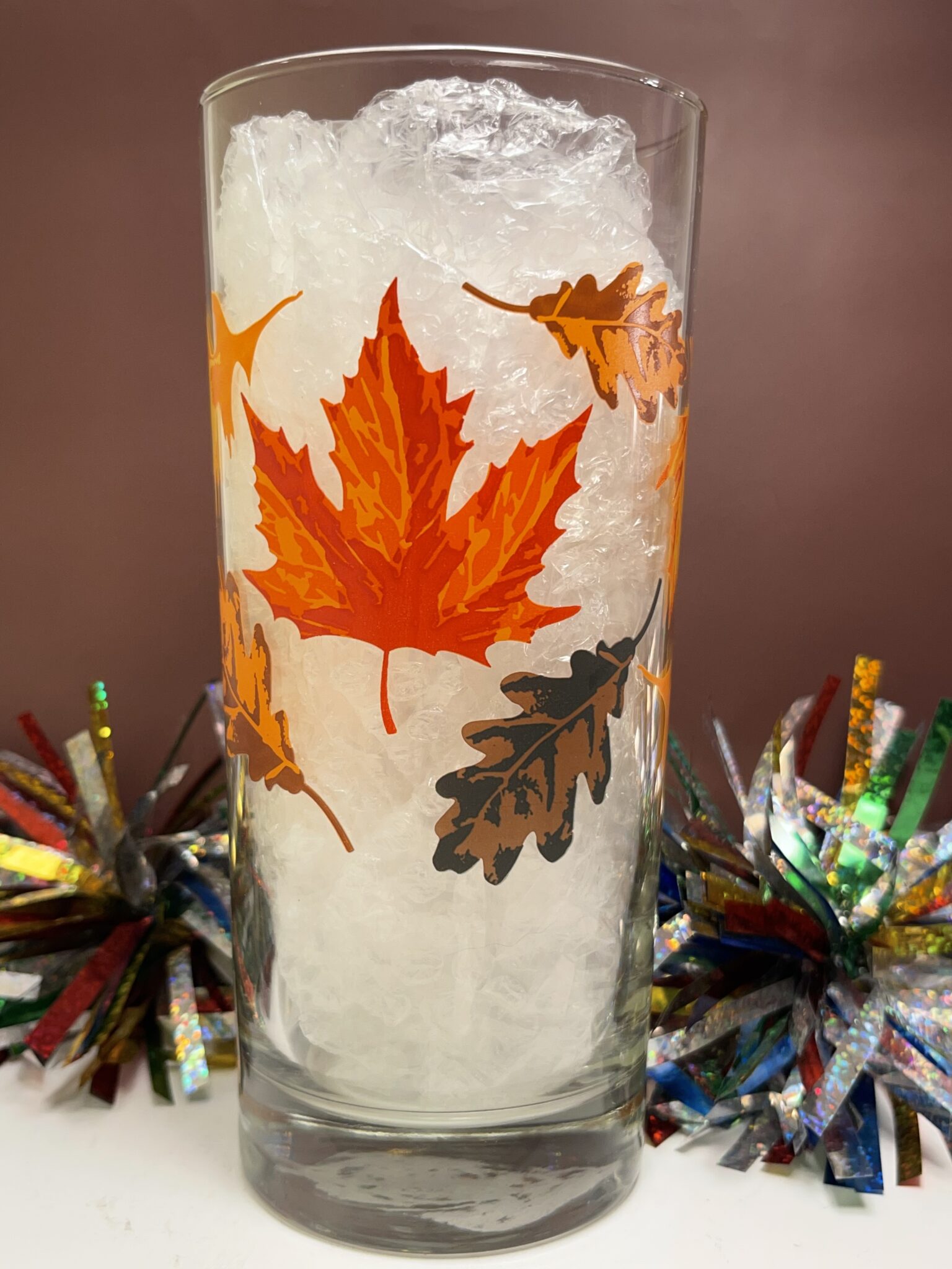 Vibrant Fall Leaves Drinking Glass with Vibrant Autumn Color Leaves ...